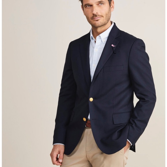 Men's Vineyard Vines performance navy Blazer with Gold Buttons - Picture 1 of 8